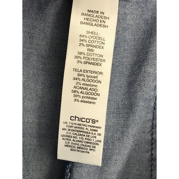 Chico's Crop Casual Roll Tab Hem Pant Chambray Blue Size 2.5 (14) Large - Picture 5 of 5